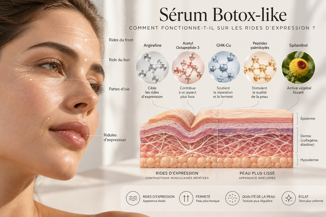 Sérum Botox-like : comment fonctionne un sérum aux peptides contre les rides d’expression, la ride du lion et les rides du front ?